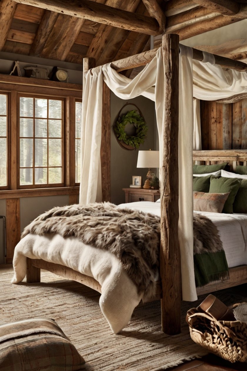 Rustic Wood Canopy Bedroom