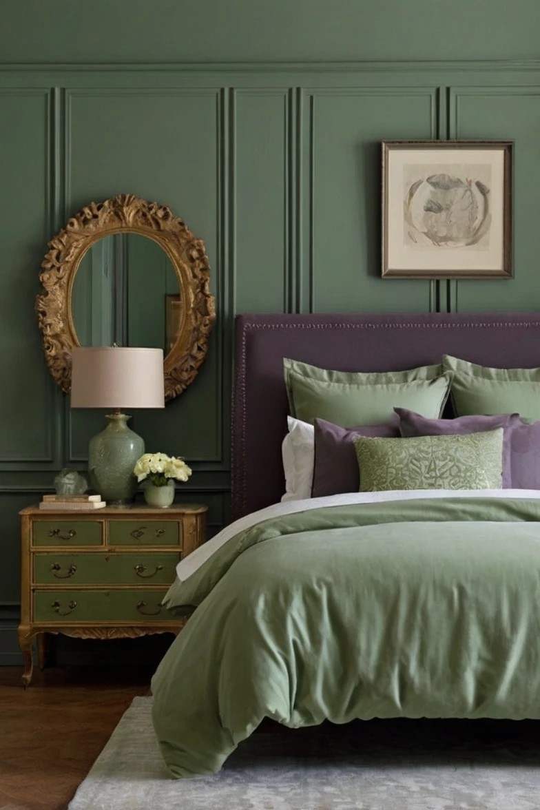 Sage Green and Dark Purple