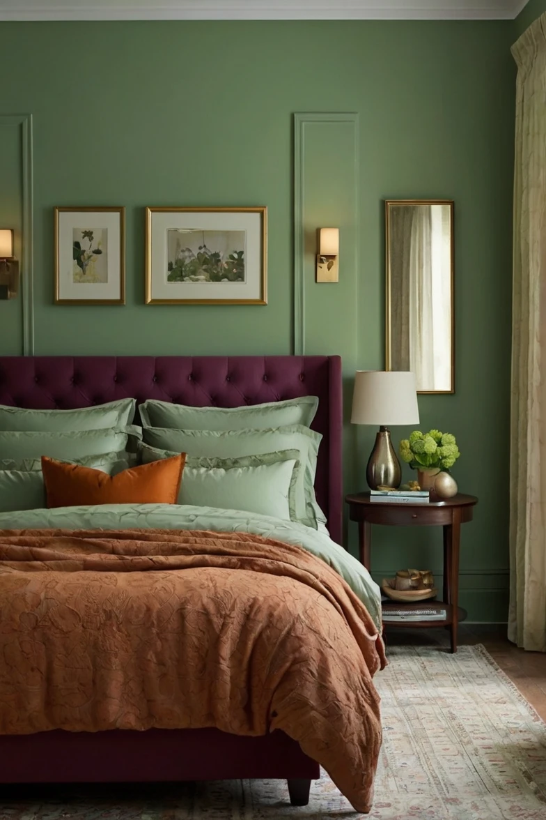 Sage Green and Deep Red