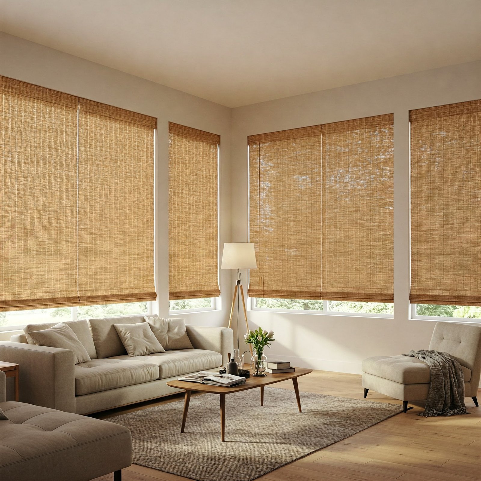 Bamboo or Woven Wood Shades for a Natural Touch