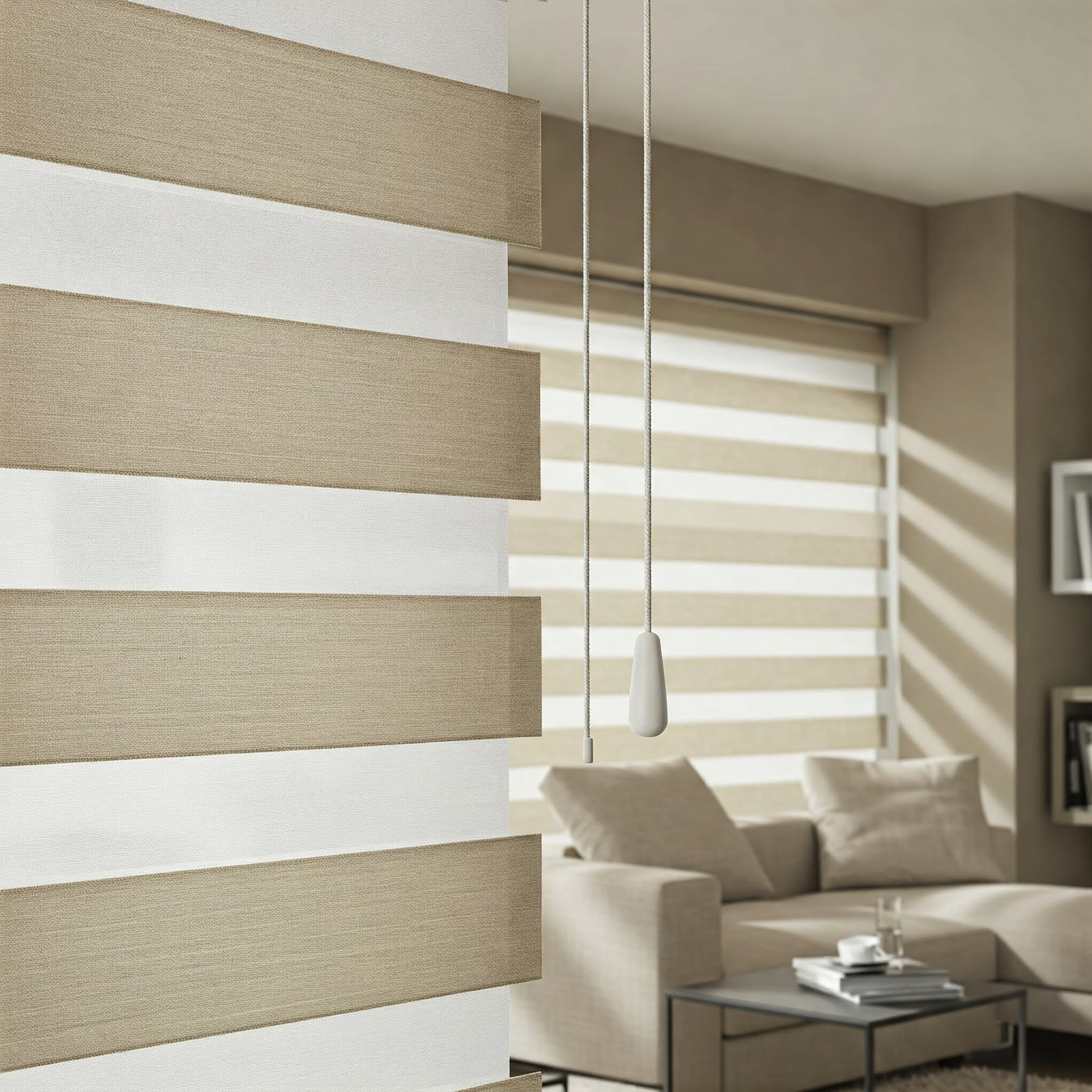 Dual-Layer Zebra Blinds for Adjustable Light Control