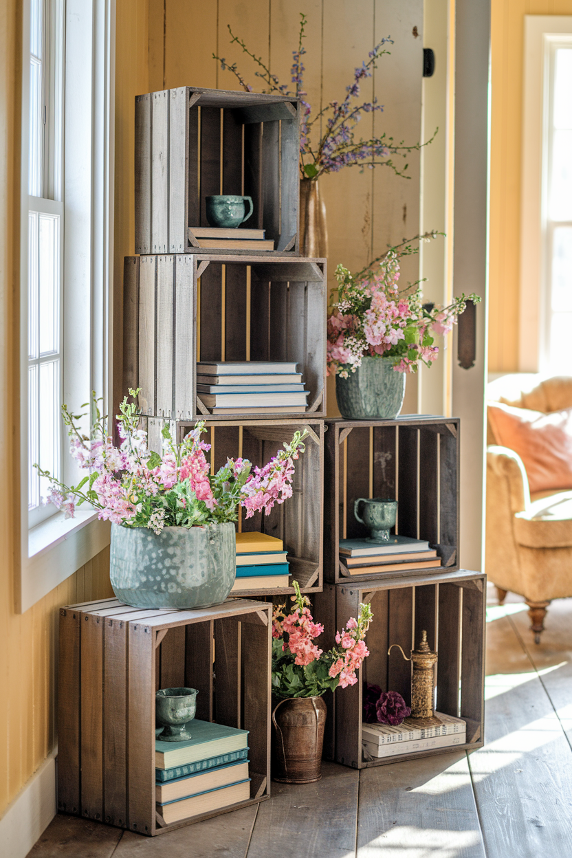 Rustic Wooden Crates for Storage