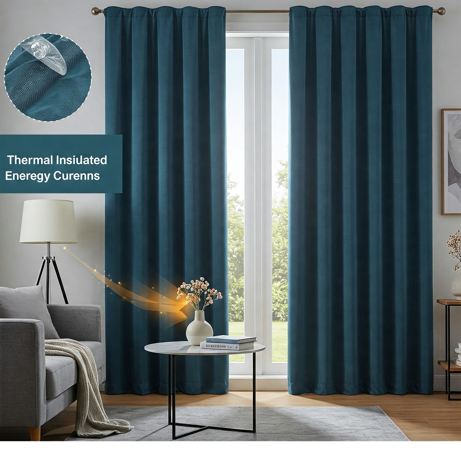 Thermal-insulated curtains for energy efficiency