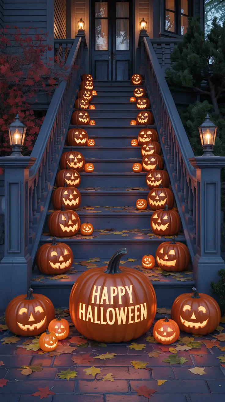Candlelit Jack-o'-Lantern Stairs