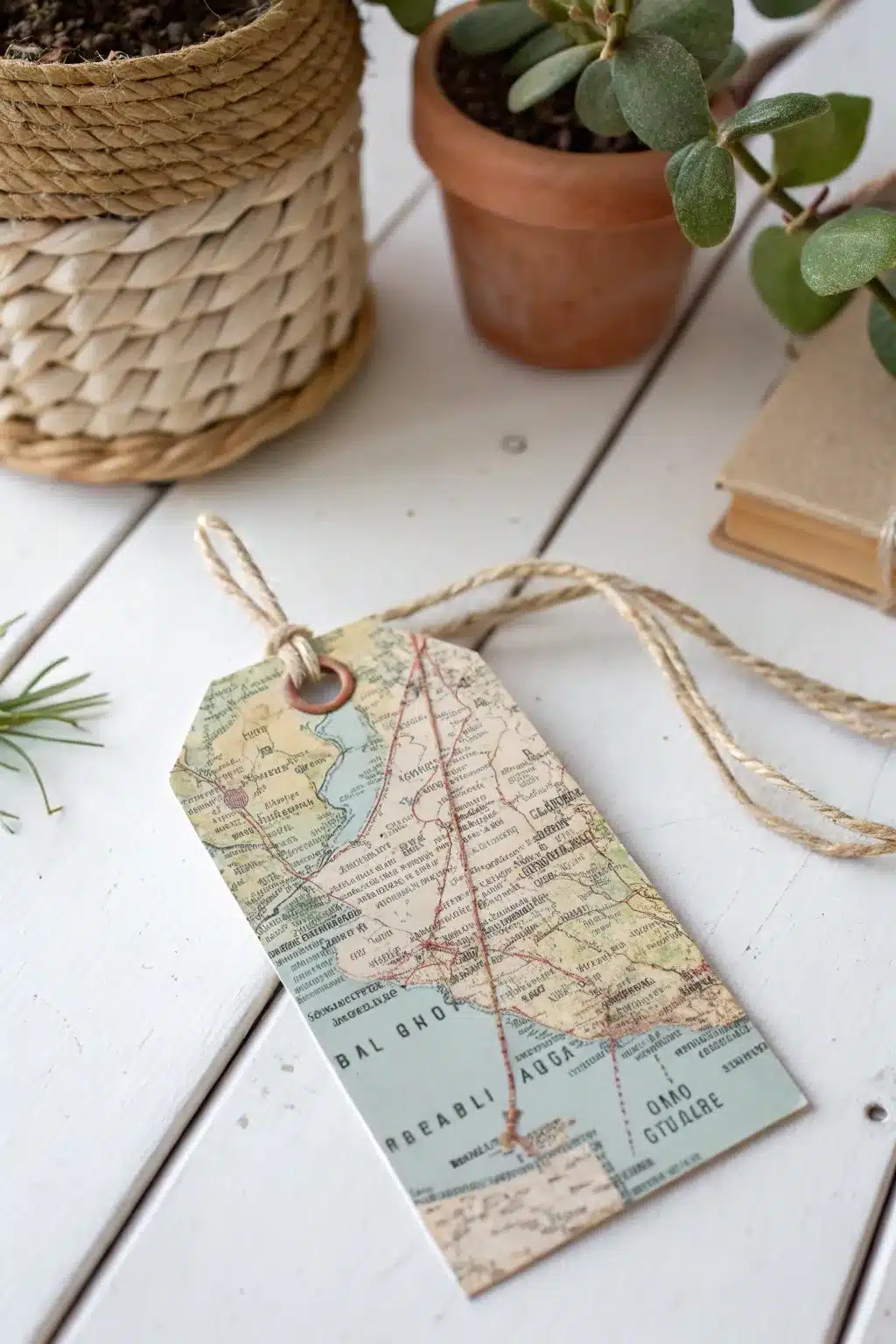 Upcycled Map Tags